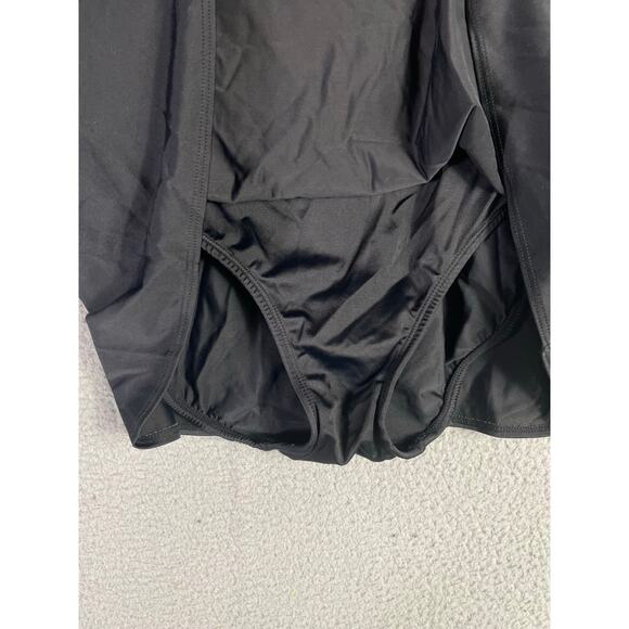 Longitude Size 16 Black Floral Skirted One Piece Swimsuit Tummy Control Tankini - Picture 9 of 11